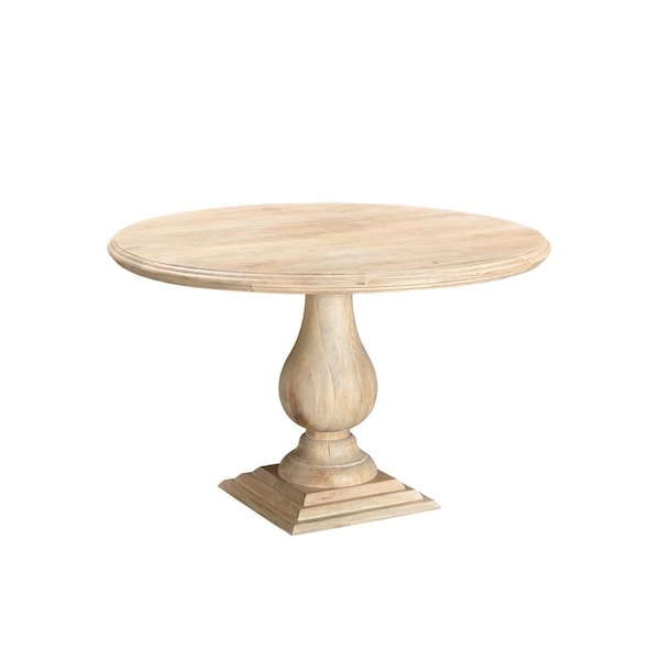 Homeroots 48" Natural Solid Wood Pedestal Base Round Top Dining Table 565245 - main