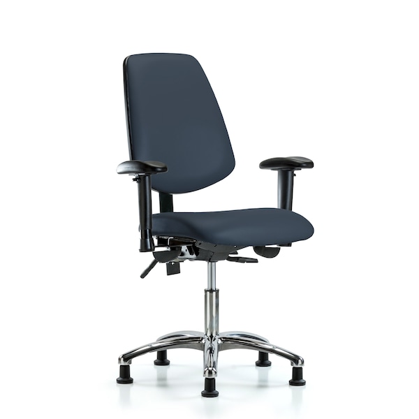 Blue Ridge Ergonomics Desk Chair Desk Chair, Vinyl, Med, Bk, Glds, Navy, Adjustable Arms, 18" to 23" Height, Vinyl BR-VDHCH-MB-CR-T1-A1-RG-8582 - main