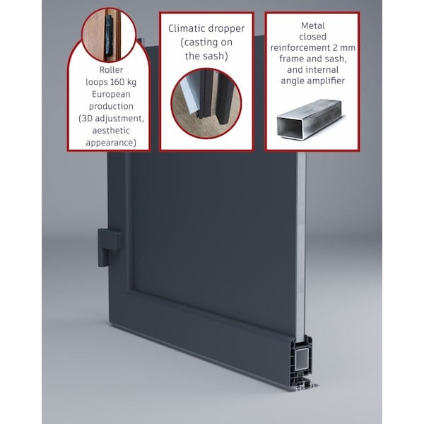Vdomdoors Front Exterior Prehung FiberGlass Door Frosted Glass / Manux 8002 White Silk / Transom Window / Off MANUX8002EXD-WS-W36 x H80+14-RH - main