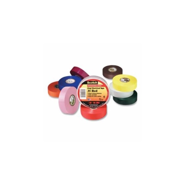 Scotch Vinyl Electrical Color Coding Tape, 35, 1/2 in W W x 20 ft L L, Assorted 405-054007-90529 - main