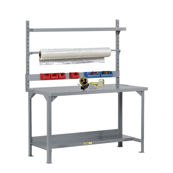 Little Giant Heavy-Duty Packaging Table with Bin Rail, Roll Goods Holder & Shelf WST2-2448-36-BR-RG-SHLF - main