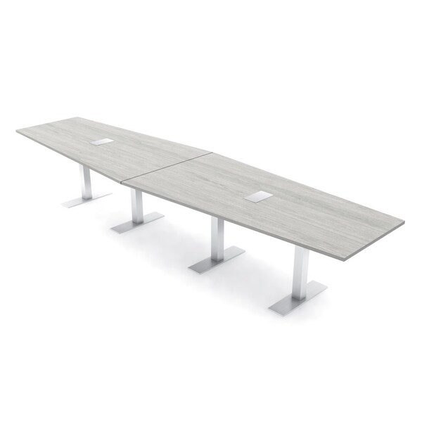 Skutchi Designs 14ft Conference Table With Power Unit | 14 Person Modular Hexagon Meeting Table | Harmony Series HAR-HEX.IR-48X168-T-K458-ESIL - main