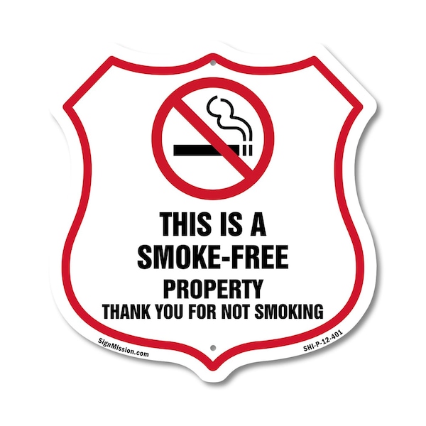 Signmission No Smoking Shield Sign This Is A Smoke F, 12 Inch X 12 Inch, Plastic Sign SHI-P-12-401 - main