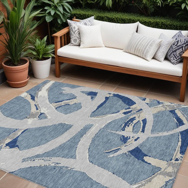 Homeroots 8' X 10' Gray Abstract Washable Indoor Outdoor Area Rug 599127 - main