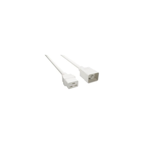 Cable Wholesale Heavy Duty Server Power Extension Cord, White, C20 to C19, 12AWG/3C, 20 Amp, 10 foot 10W3-41210WH - main