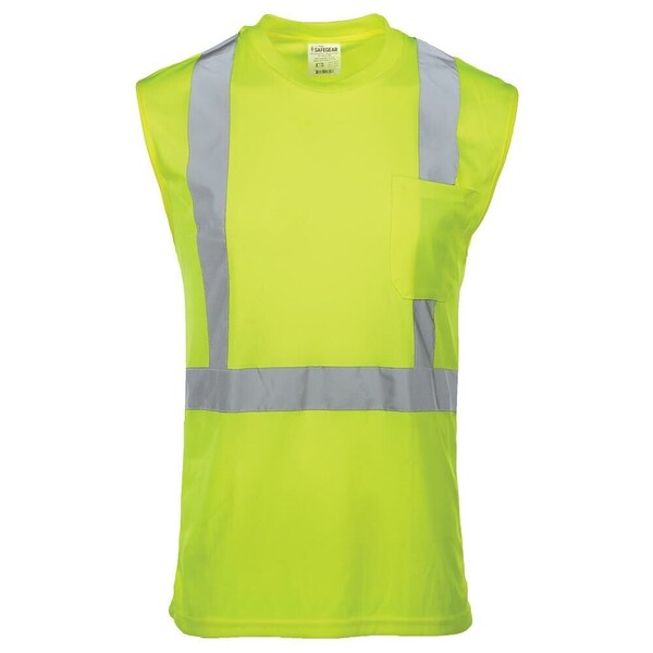 Jj Keller High Visibility T Shirt for Men, Sleeveless, ANSI Class 2 Type R, Lime, Small, SAFEGEAR 65130 - main