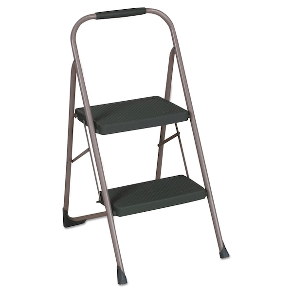 Cosco Step Stools, 2 Steps, 20.5" Overall Height, Steel, Black/Gray 11308PBL1E - main