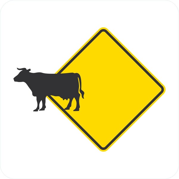 Lyle Cow Crossing Symbol, 24x24, High Intensity Prismatic, White G-13757-HI_24x24 - main