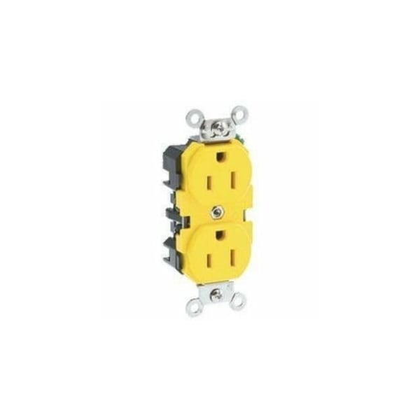 Leviton Industrial Grade Duplex Receptacle, 15 Amp, 125 Volt, Yellow 52CM-62 - main