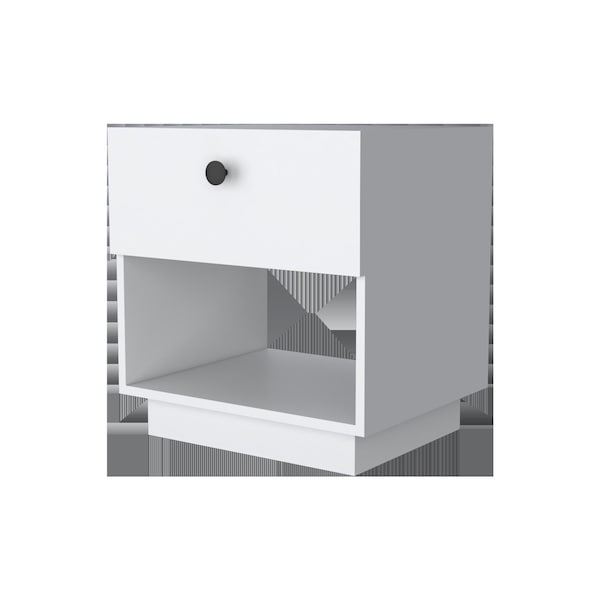 Homeroots 20" White Wood One Drawer Nightstand with Integrated Tech 518173 - main