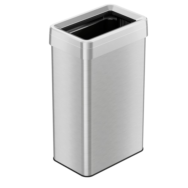 Hls Commercial 18 gal Rectangular Trash Can, Silver, Open Top, Stainless Steel, 10.24 in HLS18UOT - main