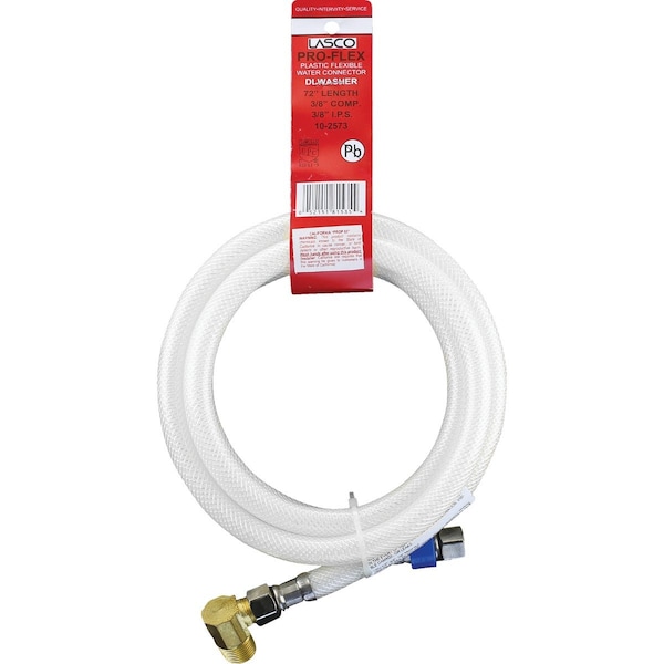Westlake Pipe & Fittings 3/8''x3/8''x72'' L Braided Poly Vinyl Dishwasher Connector 10/1/2573 - main