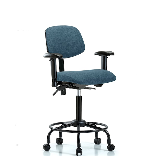 Blue Ridge Ergonomics Chair, Fab, Med Bench, RT Tilt AA Cast, Blu, 6-Way Adjustable, 24" to 31" Height, Blue BR-FMBCH-RT-T1-A1-RC-F43 - main