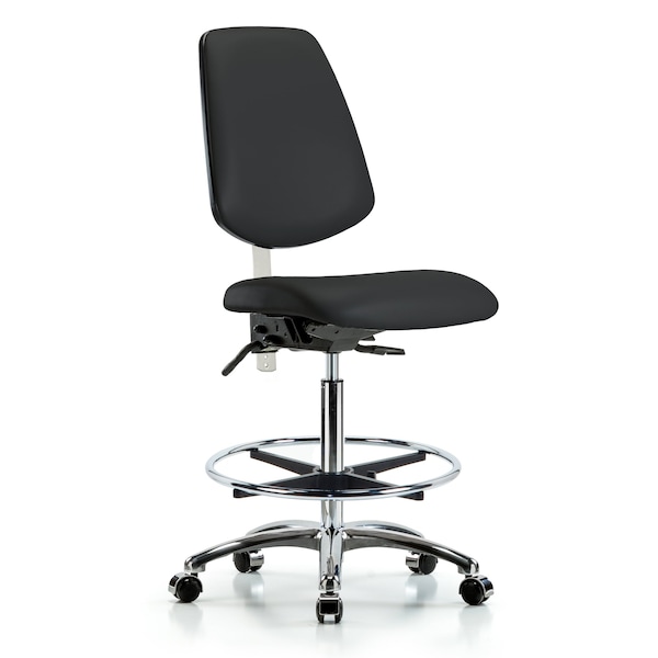 Blue Ridge Ergonomics Clean Room Chair Vin Hi Ben Chair, Med, Bk, Blk, CL100, No Arms, 26" to 35-1/2" Height, Vinyl, Black BR-NCR-VHBCH-MB-CR-T1-A0-CF-CC-8540 - main