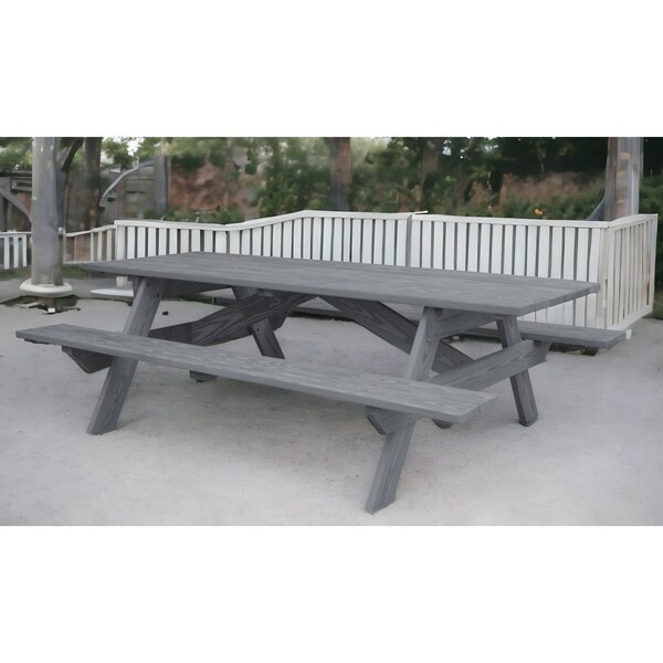 Homeroots 94" Gray Solid Wood Outdoor Picnic Table 524997 - main