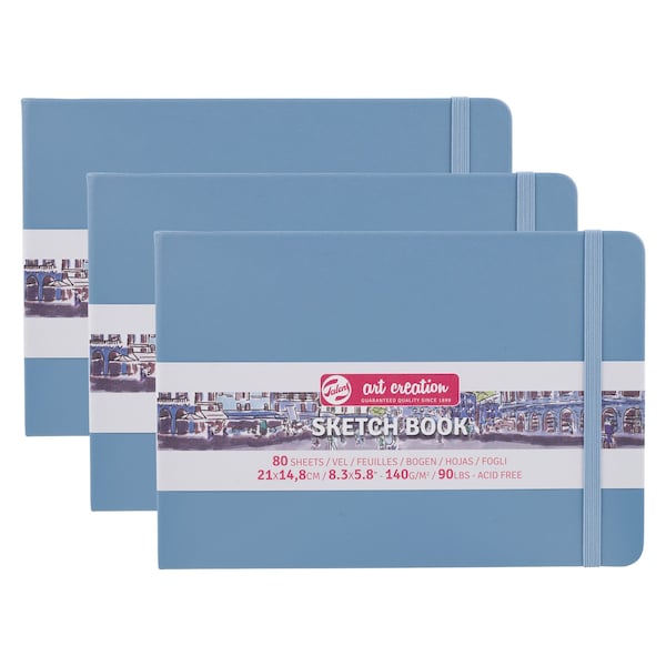 Talens Art Creation Sketchbook, 80 Sheets, 90lbs, Lake Blue Cover, 8.3'' x 5.8'' (A5), 3PK 9314215M - main