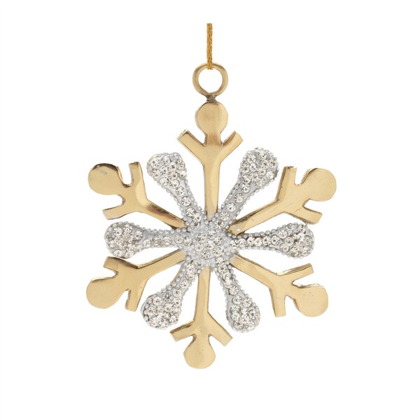Homeroots Set of Two Gold And Silver Metal Snowflake Shaped Ornaments, 2PK 633350 - main
