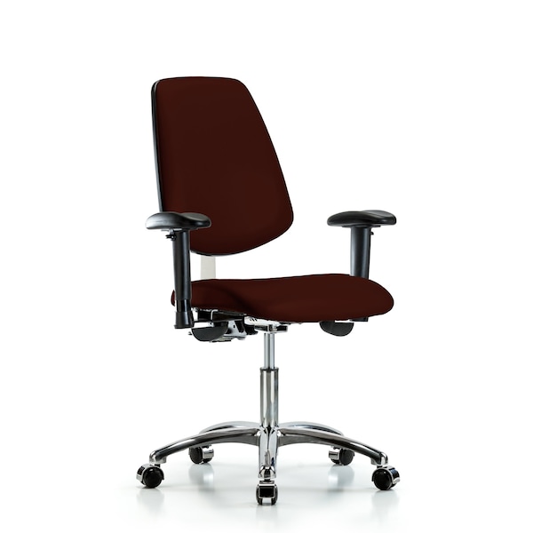 Blue Ridge Ergonomics Clean Room Chair Vin Desk Chair, Med, Bk, Cast, Burg, CL100, Adjustable Arms, 18" to 23" Height, Vinyl BR-NCR-VDHCH-MB-CR-T0-A1-CC-8569 - main