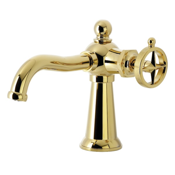 Kingston Brass One-Handle Single-Hole Bathroom Faucet with Push Pop-Up Drain, Polished Brass KS3542RNK - main