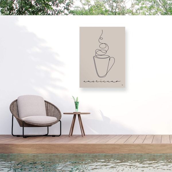 Trademark Fine Art Outdoor Canvas Art Sarah Adams Cafe Americano Wall Art for Patios, or Gardens WAP33902-OC2432WR - main