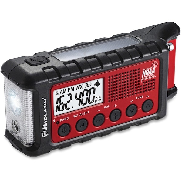 Midland Emergency Alert Radio, Red/Black, LCD, 7inL ER310 - main
