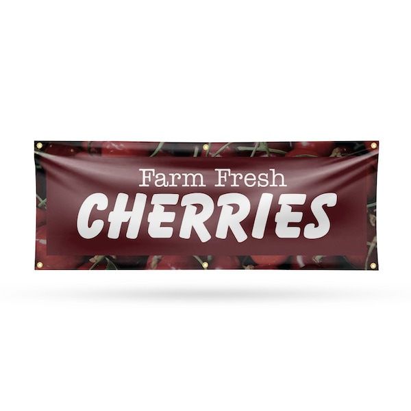Signmission Farm Fresh Cherries, 24 Inch x 72 Inch, Vinyl Banner B-72-30587 - main