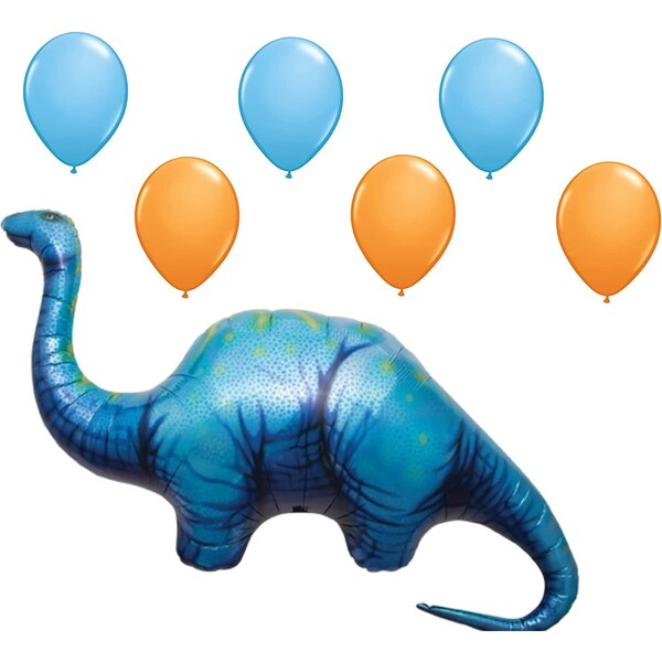 Loonballoon Dinosaur Dino Apatosaurus Shape Blue Green 51in. Birthday Party Mylar Balloon XXL Dino-AP-51 - main