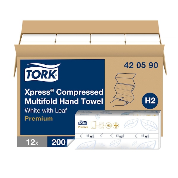 Tork Multifold Paper Towel Sheets, 1 Ply, 200 Sheets, White, 12 PK 420590 - main