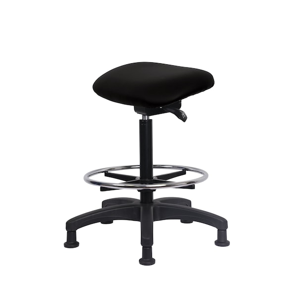 Blue Ridge Ergonomics Vinyl Sit-Stand - Standing Height with Chrome Foot Ring Stationary Glides in Black Voyager Vinyl VSTSS-RG-CF-RG-2026 - main