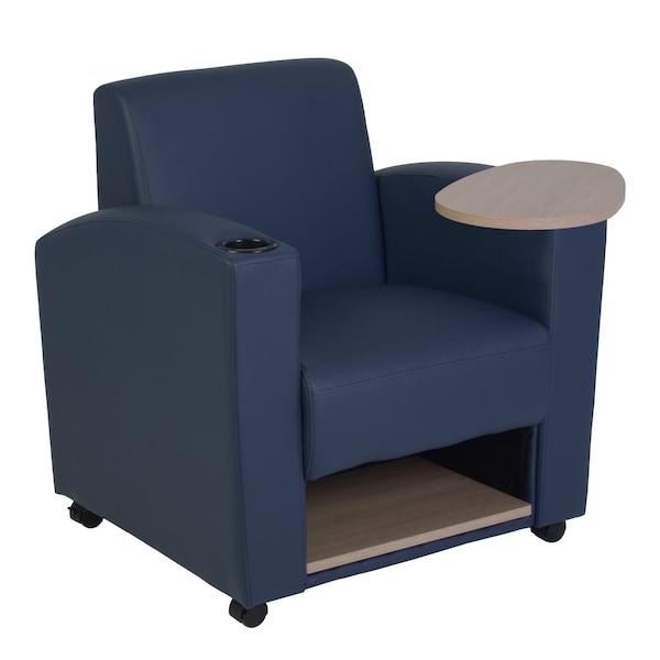 Regency Nova Tablet Arm Chair w/ Storage- Navy Blue/Noble Oak 7701NOBE - main
