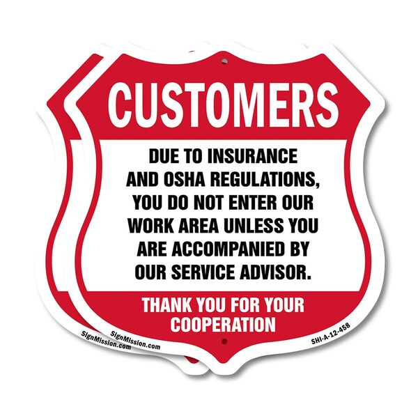 Signmission Restricted Area Shield Sign Customers Du, 12 inch X 12 inch, Plastic Sign, 2PK SHI-P-2PACK-12-458 - main