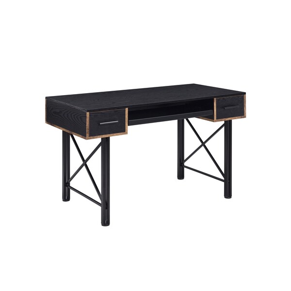 Homeroots 47" Black Computer Desk With Two Drawers 491440 - main