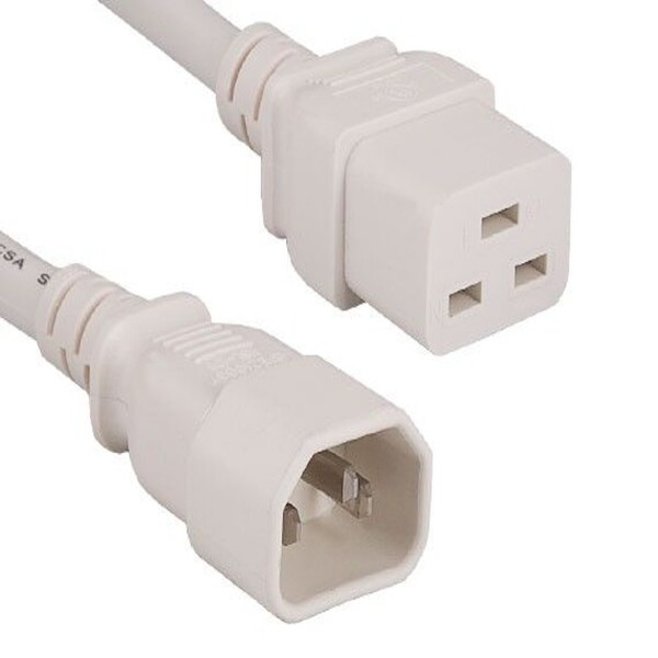 Sanoxy 2ft 14 AWG 15A 250V Power Cord IEC320 C14 to IEC320 C19, White SNX-CBL-LDR-PW134-8202 - main