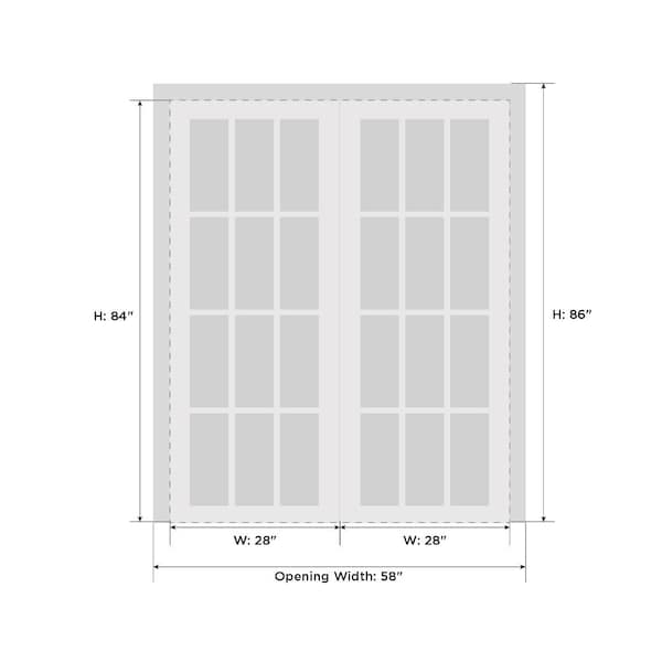 Sartodoors Double French Interior Door, 56" x 84", White QUADRO4115DD-WS-5684 - main