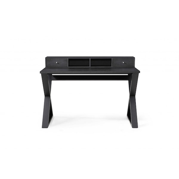 Homeroots 51" Black Solid Wood Writing Desk With Two Drawers 372198 - main