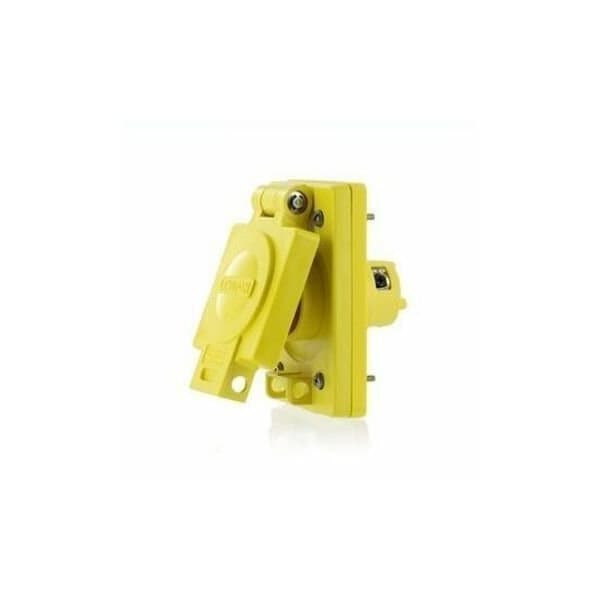 Leviton Watertight Straight Blade Receptacle, Non-NEMA, 10/15 A, 125/250V AC, 3 Pole, Screw Terminals 95W07-S - main