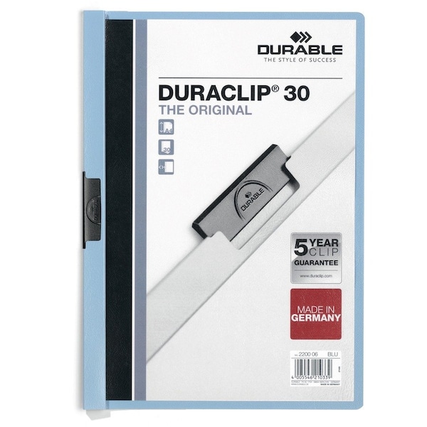 Duraclip Report Cover, 30 Sh, Ltr, Lt Blue, PK25 220306 - main