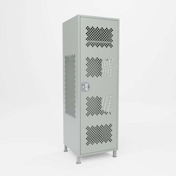 Pucel Athletic Gear Locker, 24 in W x 72 in H x 24 in D, Perforated Door, 4 in Legs, Gray GL-2472-24-DL - main