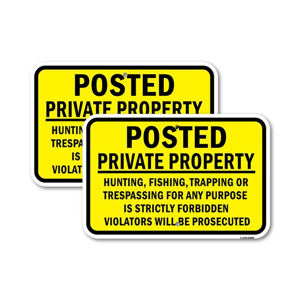 Signmission Posted Hunting Fishing Trapping Forbidden Violator, 18'' X 24'' 2 Signs, Heavy Gauge Aluminum, 2PK A-1824-2PACK-24866 - main