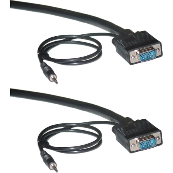 Cable Wholesale Shielded SVGA Cable with 3.5mm Audio, Black, HD15 Male, Coaxial Construction, Double 10H1-29115 - main