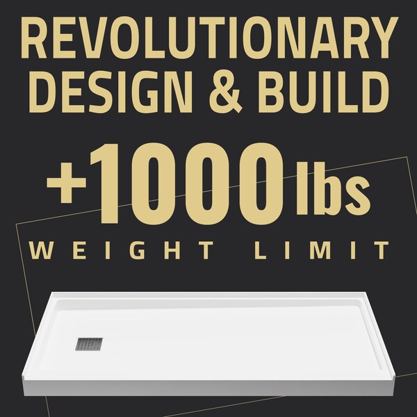 Anzzi ALEXANDER 60 in. x 30 in. Leftt Drain Shower Base in White SB-AZ101L - main