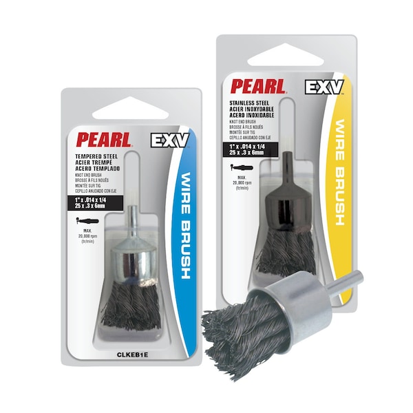 Pearl EXV Knot End Brush 1 x .014 x 1/4 Shank, Stainless Steel CLKEB1ES - main