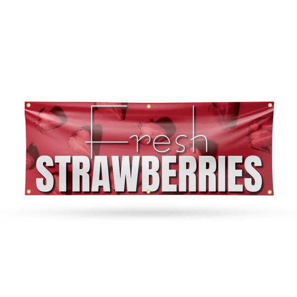Signmission Fresh Strawberries, 24 Inch x 72 Inch, Vinyl Banner B-72-30659 - main