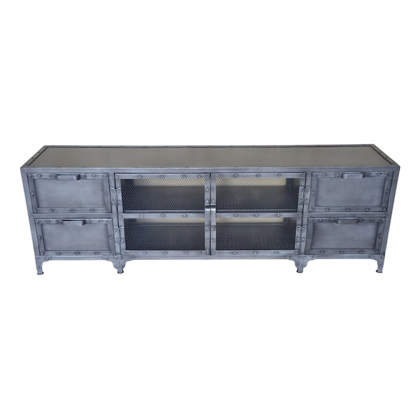 Homeroots 68in Gray Metal Cabinet Enclosed Storage TV Stand 489497 - main