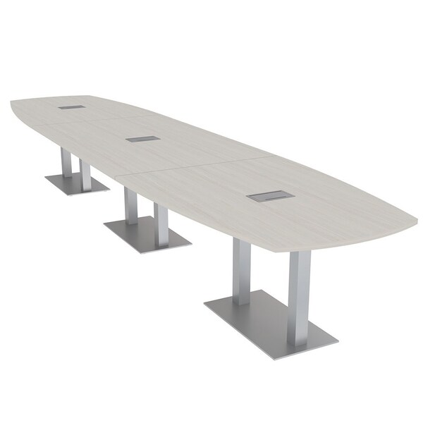 Skutchi Designs Arc Boat Conference Table, 45 in W, 144 in L, Ivory HAR-ABOT-48x144-DOU-K458-ESIL - main