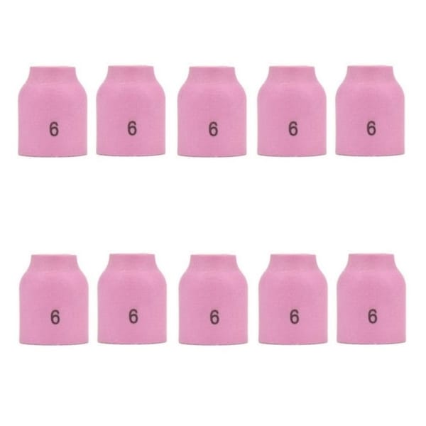 Star Tech Weld TIG Ceramic Gas Lens Cup #6, 3/8in Ceramic Cup Fit Tig 9, 20, 25, 10PK 53N60 - main