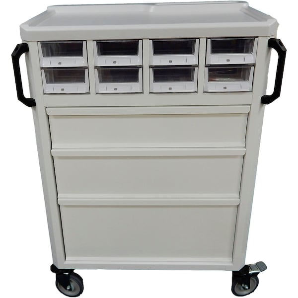Global Industrial Medical Delivery Cart with 8 Bins and 3 Drawers, White 615246 - main
