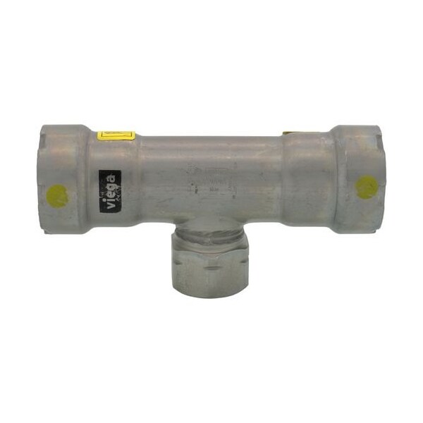 Viega MegaPressG tee P1 0.75 P2 0.75 FPT 0.5 carbon steel zinc-nickel coating 25406 - main