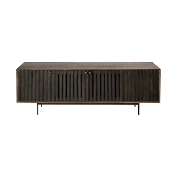 Homeroots 20in Brown Solid Wood Cabinet Enclosed Storage TV Stand 380197 - main