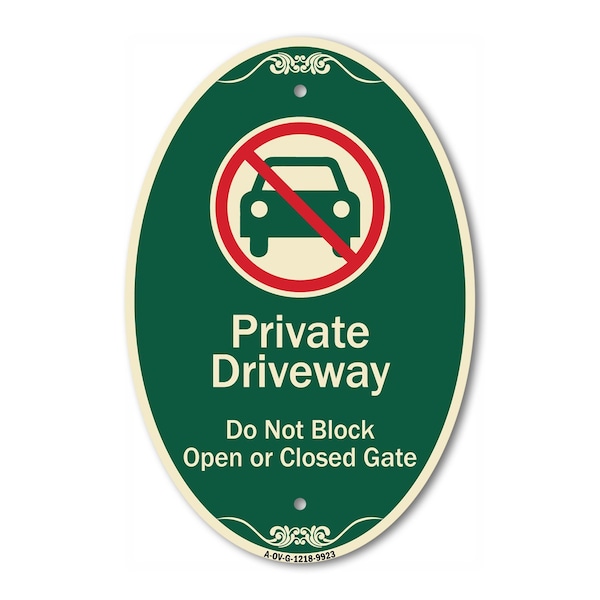 Signmission Private Driveway Do Not Block Open Or Closed , 12 In X 18 In Architectural, Heavy Gauge Aluminum A-OV-G-1218-9923 - main